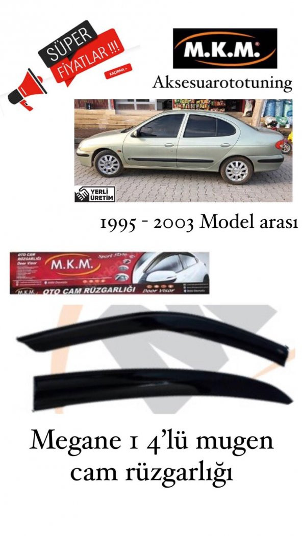 MEGANE 1 1995-2003 MODEL ARASI 4LÜ MUGEN CAM RÜZGARLIGI ürün görseli 1
