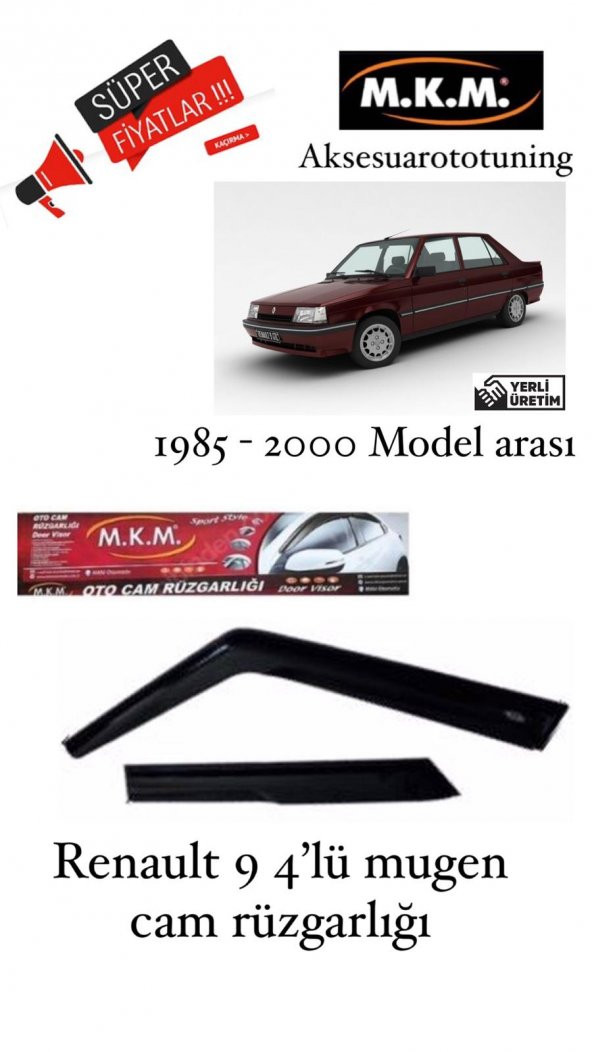 RENAULT 9 1985 - 2000 MODEL ARASI 4LÜ MUGEN CAM RÜZGARLIGI ürün görseli 1