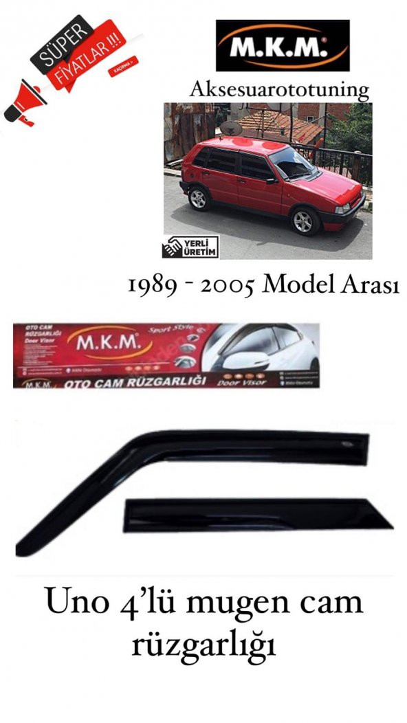 UNO 1989 - 2005 MODEL ARASI 4LÜ MUGEN CAM RÜZGARLIGI ürün görseli 1