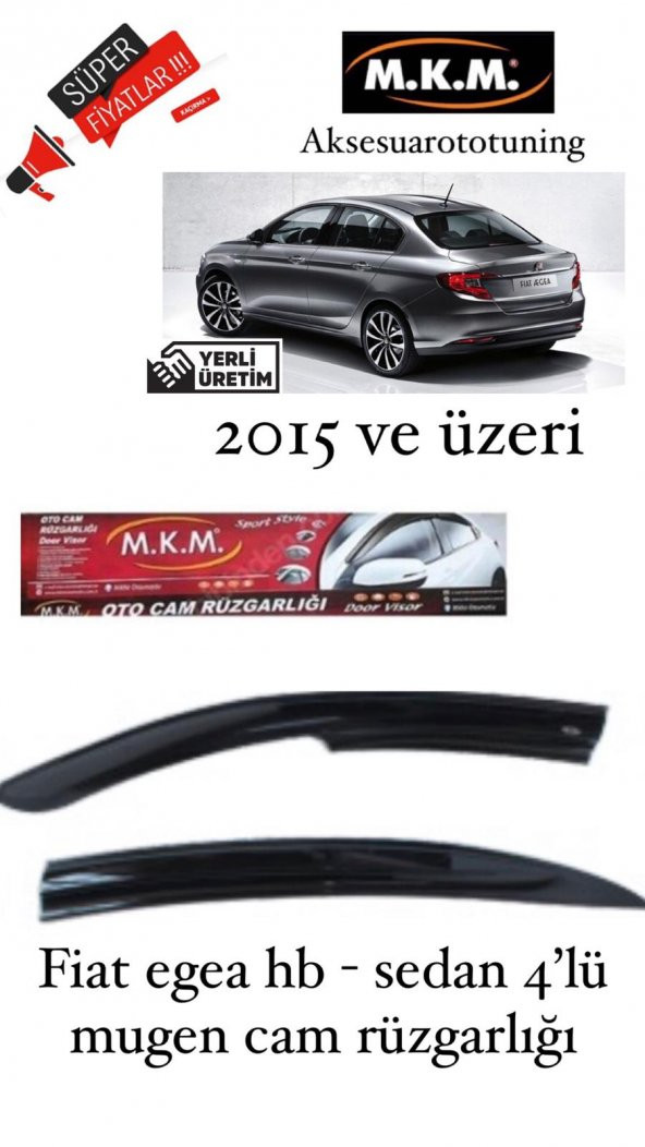 FİAT EGEA HB -SEDAN 206 VE ÜZERİ 4LÜ MUGEN CAM RÜZGARLIĞI ürün görseli 1