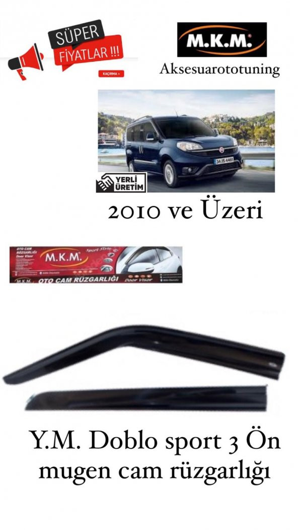 YENİ MODEL DOBLO SPORT 3 2010 VE UZERI 4LÜ MUGEN CAM RUZGARLIGI ürün görseli 1