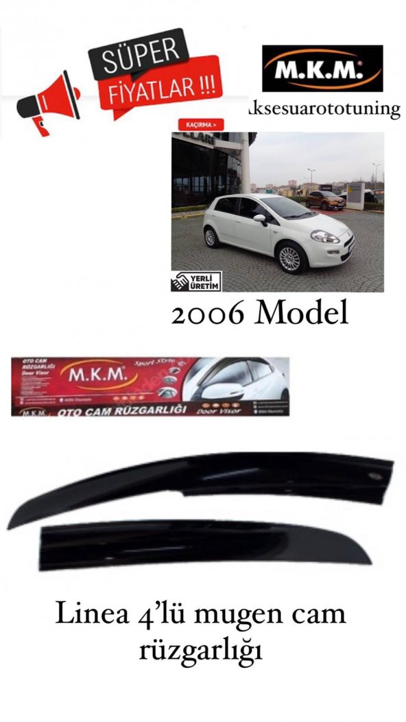 PUNTO 2006 MODEL 4LÜ MUGEN CAM RÜZGARLIĞI ürün görseli 1