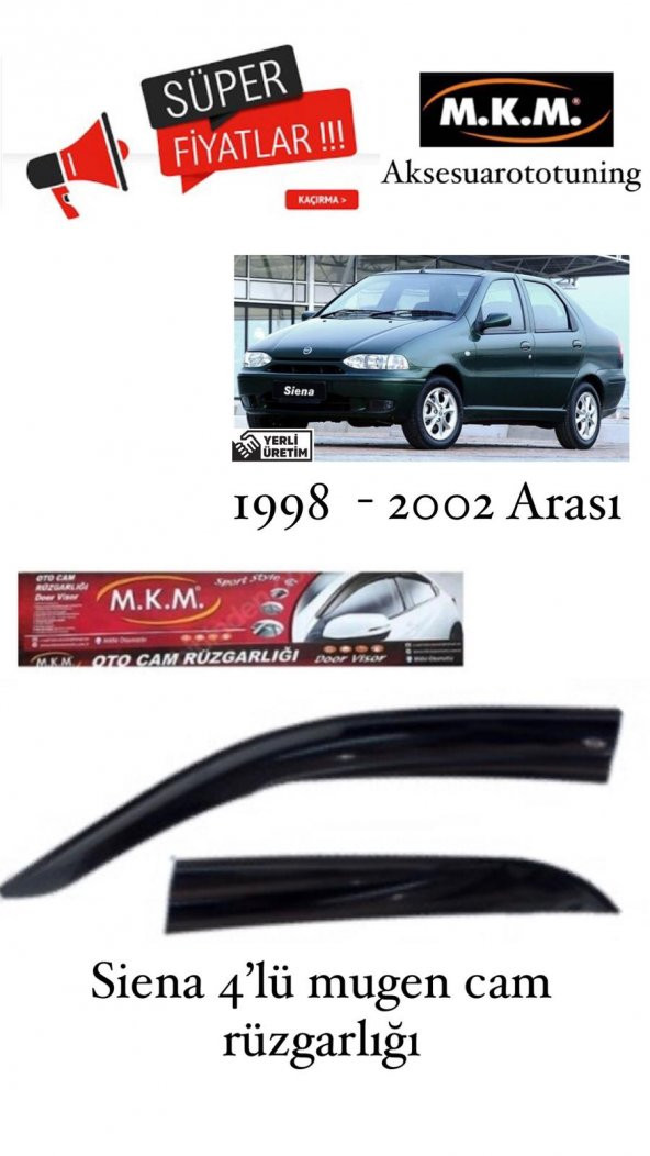 SİENA 1998 - 2002 4LÜ MUGEN CAM RUZGARLIGI ürün görseli 1