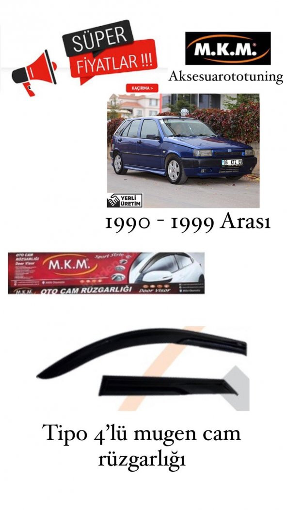 TİPO 1990 - 1999 4LÜ MUGEN CAM RUZGARLIGI ürün görseli 1