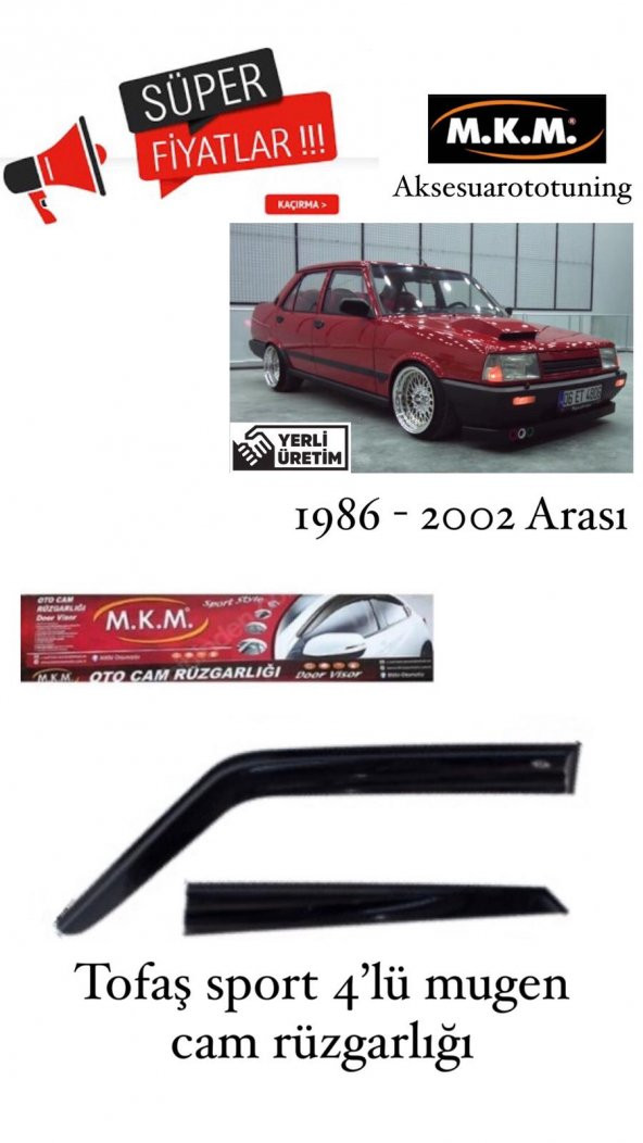 TOFAŞ SPORT 1986 - 2002 MUGEN CAM RÜZGARLIĞI ürün görseli 1