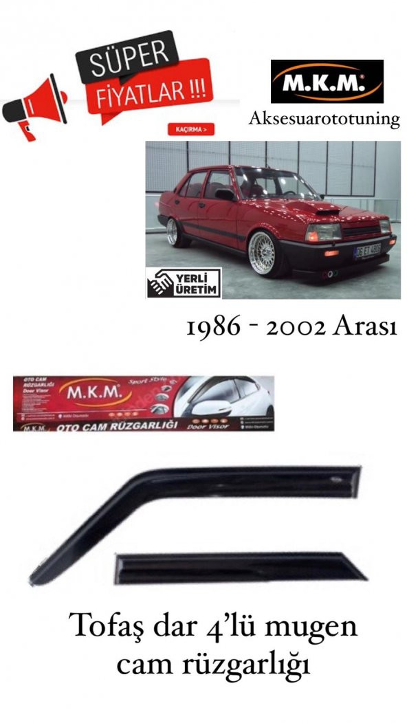 DAR TOFAŞ1986 - 2002 4LÜ MUGEN CAM RÜZGARLIĞI ürün görseli 1