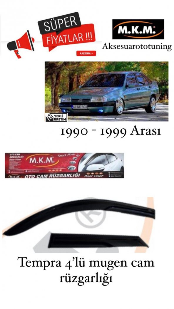 TEMPRA 1990 - 1999 4LÜ MUGEN CAM RÜZGARLIĞI ürün görseli 1