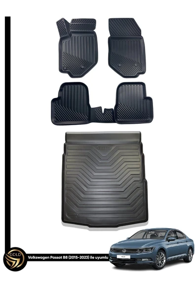 Leader Volkswagen Passat B8 Paspas 2015 Sonrası Bagaj Havuzu 3d İkili Set ürün görseli 1
