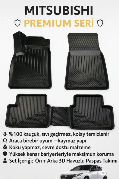 Black Gold Mitsubishi Colt 2023+ Uyumlu 3D Oto Paspas Havuzlu ürün görseli 1