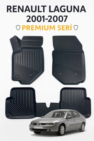 Black Gold Renault Laguna 2001–2007 Uyumlu 3D Kauçuk Oto Paspas – Premium Seri ürün görseli 1