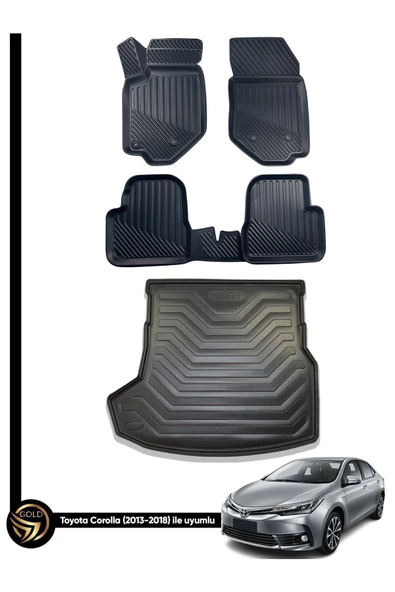 Leader Toyota Corolla 3d Havuzlu Paspas 2013-2018 Arası+ Bagaj Havuzu 3d Ikili Set ürün görseli 1
