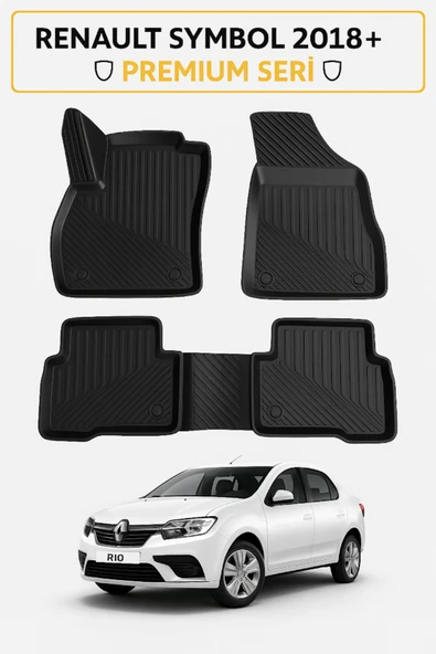 Black Gold Renault Symbol 2018+ Uyumlu 3D Oto Paspas Havuzlu ürün görseli 1