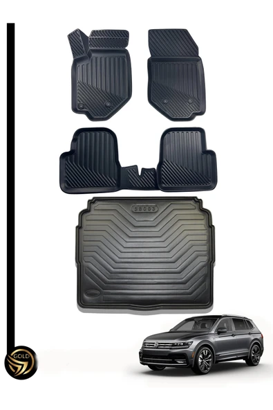 Black Gold Volkswagen Tiguan 2016+ 3D Havuzlu Paspas + İkili Set ürün görseli 1