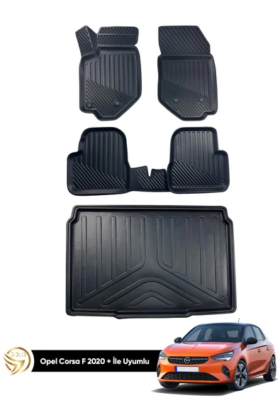 Black Gold Opel Corsa F 3D Havuzlu Paspas 2019-2023 + Bagaj Havuzu İkili Set ürün görseli 1