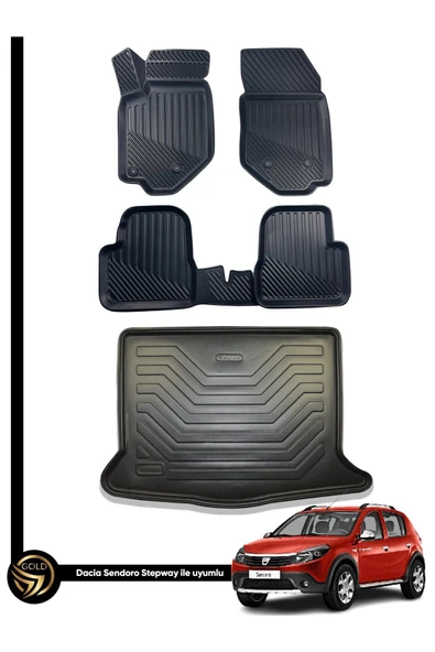 Black Gold Dacia Sandero 3D Havuzlu Paspas 2008-2020 + Bagaj Havuzu İkili Set ürün görseli 1