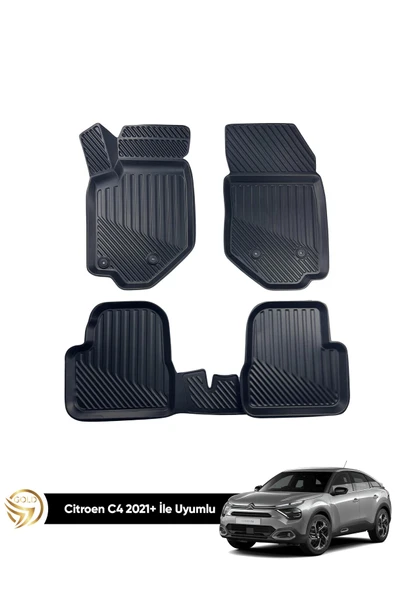 Black Gold Citroen C4 2021 Sonrası Ile Uyumlu Kauçuk Lena 3d Havuzlu Paspas ürün görseli 1