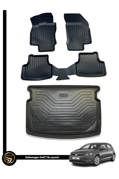 Black Gold Volkswagen Golf 7 3D Havuzlu Paspas + Bagaj Havuzu İkili Set ürün görseli 1