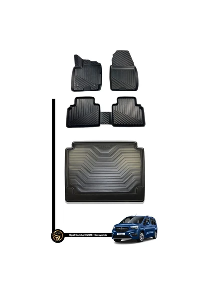 Black Gold Opel Combo E 2019-2024 3D Havuzlu Paspas + Bagaj Havuzu İkili SET ürün görseli 1