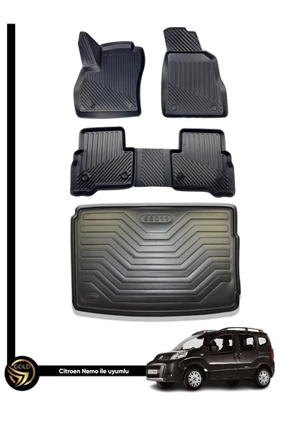 Black Gold Citroen Nemo 3D Havuzlu Paspas + Bagaj Havuzu İkili Set ürün görseli 1