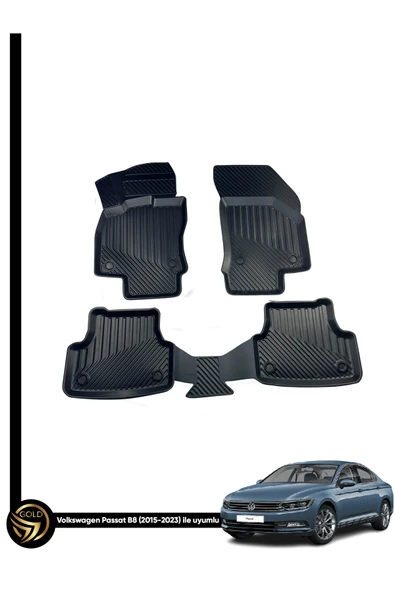 Black Gold Volkswagen Passat B8 ile Uyumlu Kauçuk Lena Havuzlu Paspas ürün görseli 1