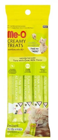Me-O Creamy Treats Ton Balığı Ve Keçi Sütlü Kedi Ödül Maması 15 gr x 4 ürün görseli 1