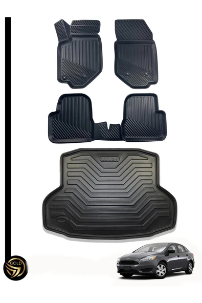 Leader Ford Focus 3 Sedan 3d Paspas+bagaj Havuzu 3d Ikili Set 2011-2014 Arası ürün görseli 1