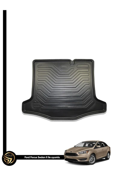 Gold Oto Aksesuar Ford Focus 2 Sedan Kauçuk Elron Araca Özel Bagaj Havuzu ürün görseli 1