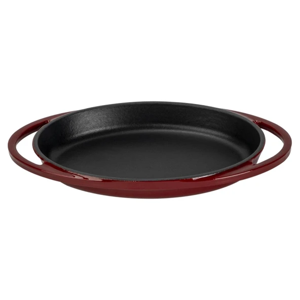 Lava Döküm Oval Sahan Döküm Demir Yekpare Çift Kulplu Ölçü 21x14cm.-Bordo ürün görseli 1