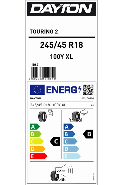 Dayton 245/45R18 100Y Xl Tourıng 2 Oto Yaz Lastiği (Üretim Yılı:2025) ürün görseli 1