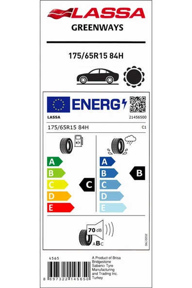 Lassa 175/65R15 84H Greenways Oto Yaz Lastiği (Üretim Yılı:2024) ürün görseli 1