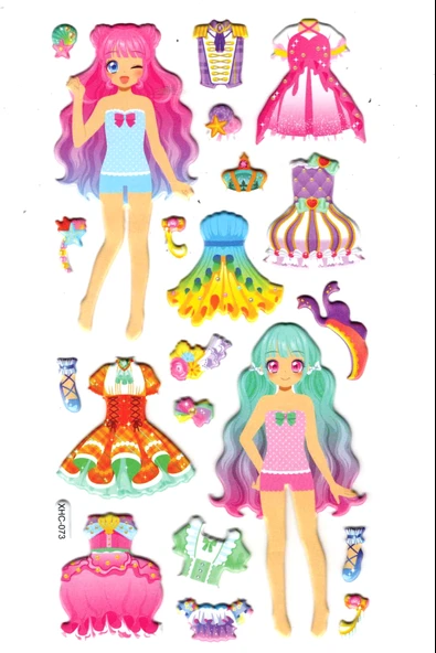 Sticker Kabartmalı Stiker Çıkartma Etiket (XHC073)-18x9 cm- Parti Kız Giydirme ürün görseli 1