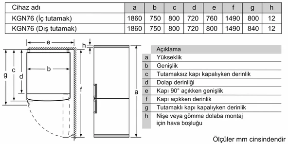 PROFİLO BD3076WEVN Alt tan dondurucullu buzldolabı - Resim 6