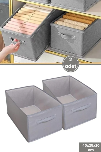 2’li Pantolon Kazak Düzenleyici Set, Elbise Kıyafet Çamaşır Saklama Kutusu Mukava Destekli (40x25cm) ürün görseli 1