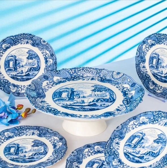Fecra Vintage Blue 8 Parça Sunum Seti - Resim 6