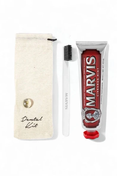 Marvis Cinnamon Mint Diş Macunu 85 ml + Yumuşak Beyaz Diş Fırçalı Dental Kit ürün görseli 1