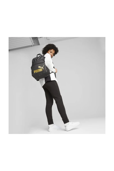 Puma Çanta Phase Backpack Siyah Gold 079943-03 - Resim 4
