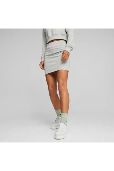 Puma CLASSICS Ribbed Skirt Light Gray Heather ürün görseli 1
