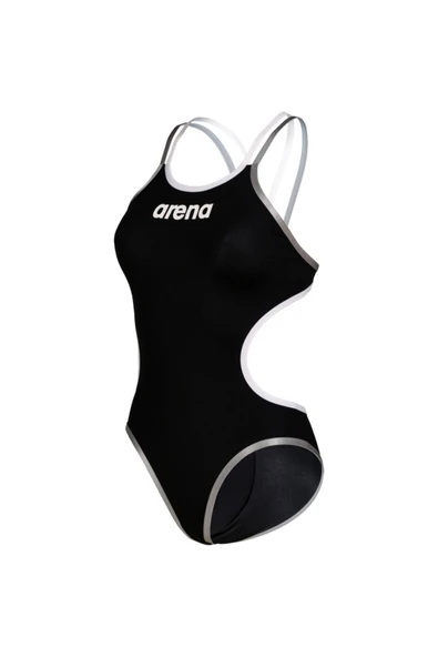 ARENA W ARENA ONE DOUBLE CROSS BACK ONE PIECE BLACK WHITE SILVER ürün görseli 1