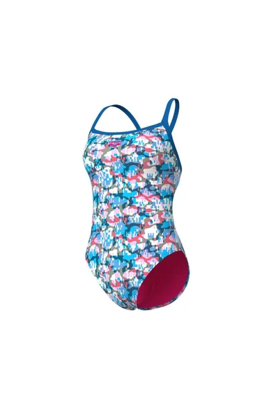 ARENA WOMEN'S ARENA MULTI CAMO SWIMSUIT CHALLENGE BACK BLUE RIVER WHITE MULTI ürün görseli 1