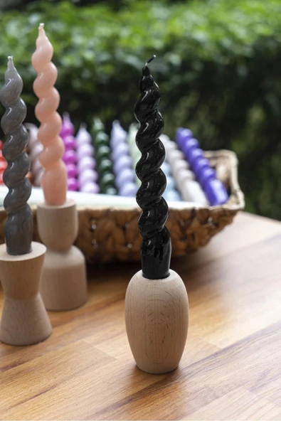 Spiral Siyah Şamdan Mum 17 Cm ürün görseli 1