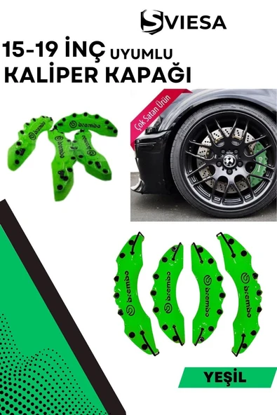 Yeşil Kaliper Kapağı Seti (4'lü) – Yağ Hortumlu Sportif Görünümlü Kapak Takımı ürün görseli 1