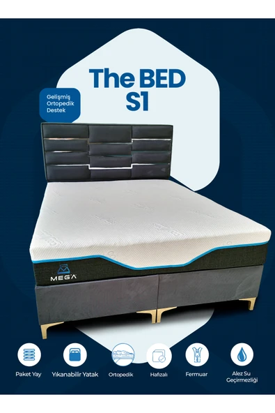 MEG'A Bedding Meg'a The Bed S1 Torba Yaylı Yatak Fermuarlı Yıkanabilir Kılıflı Ortopedik Visco Yatak ürün görseli 1