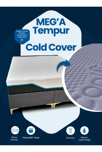 MEG'A Bedding Meg'a Tempur Cold Cover Yatak Pedi&şiltesi Fermuarlı Yıkanabilir Yatak Kılıfı ürün görseli 1
