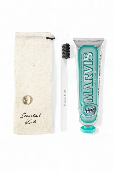 Marvis Anise Mint Diş Macunu 85 ml + Yumuşak Beyaz Diş Fırçalı Dental Kit ürün görseli 1