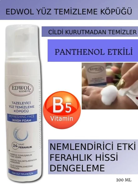 Tazeleyici Nemlendirici Ferahlatıcı Cilt Yenileyici Penthonel Yüz Yıkama Temizleme Köpüğü 200 ml ürün görseli 1