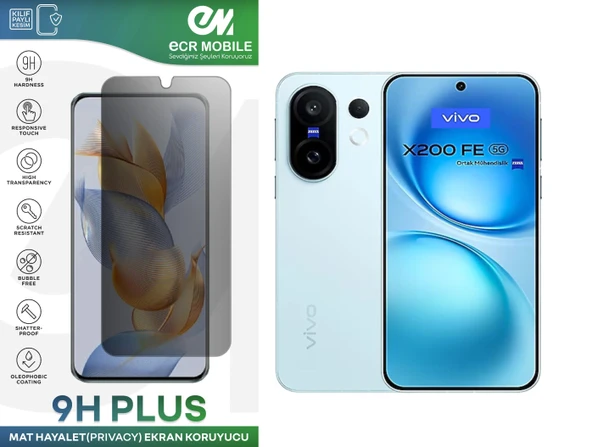 Vivo X200 FE Ekran Koruyucu Tam Uyumlu 9H Esnek Nano Kırılmayan MAT HAYALET(Privacy) ürün görseli 1