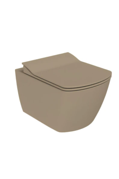 Creavit Elegant Kanalsız Mat Cappucino Asma Klozet EG321-00CM00E, Creavit Elegant Duroplast Yavaş Kapak ürün görseli 1
