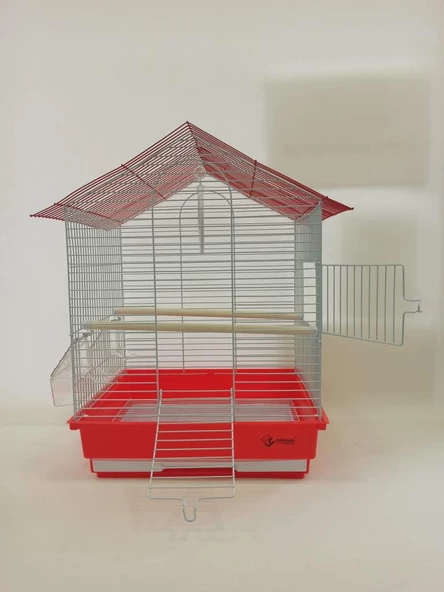 Dayang İki Kapılı Çatılı Kuş Kafesi 35x28x46 cm Kırmızı ürün görseli 1