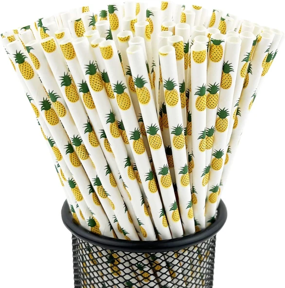 3B Trend Kağıt Pipet Ananas Desenli 25'li ürün görseli 1