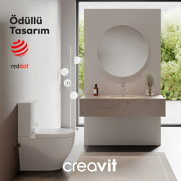 Creavit Mare Kanalsız Beyaz Duvara Sıfır Klozet Takımı MA361, Creavit Mare Duroplast Yavaş Kapak ürün görseli 1